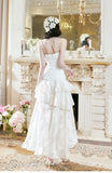 Light Apricot Spaghetti Strap Chiffon Ruffle Hi-Lo Birthday Party Dress HZ1024