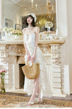 Light Apricot Spaghetti Strap Chiffon Ruffle Hi-Lo Birthday Party Dress HZ1024