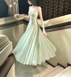 Green Tulle Spaghetti Strap A-Line Birthday Prom Dress Sweet 16 Evening Gowns HZ1024