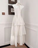 Halter Neck Chiffon Layered A-Line White Party Dress HZ1024