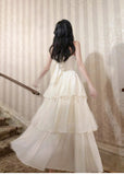 Halter Neck Chiffon Layered A-Line White Party Dress HZ1024