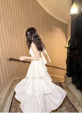 Halter Neck Chiffon Layered A-Line White Party Dress HZ1024