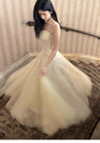 Light Apricot Spaghetti Straps Tulle A-Line Birthday Prom Dresses HZ1024