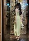 French Spaghetti Strap Satin Mermaid Evening Gowns HZ1024
