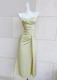 French Spaghetti Strap Satin Mermaid Evening Gowns HZ1024