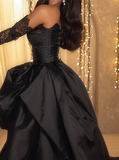 Sweetheart Neck A-Line Satin Prom Dresses Formal Evening Dress with Slit HZ1024