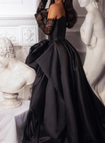 Sweetheart Neck A-Line Satin Prom Dresses Formal Evening Dress with Slit HZ1024