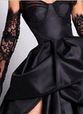 Sweetheart Neck A-Line Satin Prom Dresses Formal Evening Dress with Slit HZ1024