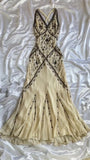 Beaded Chiffon Sheath Prom Dresses Backless Evening Dresses HZ1024