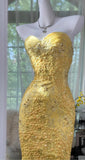 Butter Yellow Sweetheart Bodycon Evening Gonws Satin Beaded Short Prom Dresses for Party HZ1024