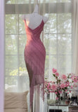 Pink Chiffon Beaded Spaghetti Straps Short Prom Dresses Vintage Evening Gowns HZ1024