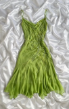 Bud Green Sheath Short Prom Dresses Chiffon Beaded Backless Party Dress HZ1024