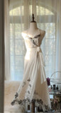 White Spaghetti Straps Mermaid Chiffon Lace Prom Dresses Elegant Party Dresses HZ1024