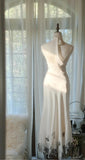 White Spaghetti Straps Mermaid Chiffon Lace Prom Dresses Elegant Party Dresses HZ1024
