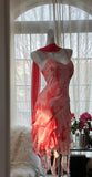 Vintage Spaghetti Straps Chiffon Ruffle Bodycon Short Prom Dresses HZ1024