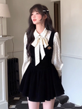 French Polka Dot Velvet Fake Two-Piece Dress HZ1024