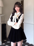 French Polka Dot Velvet Fake Two-Piece Dress HZ1024