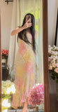 Vintage Spaghetti Straps Gradient Chiffon Beading Sheath Prom Dresses HZ1024