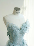 Neck Mermaid Tulle Sequins Elegant Long Prom Dresses Exquisite Embroidery Applique Train Wedding Dress HZ1024