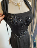 Black Square Neck Mermaid Beaded Long Prom Dresses Formal Evening Dress HZ1024