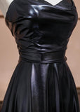 Black Sweetheart Neck A-Line Satin Long Prom Dresses Formal Evening Gowns HZ1024