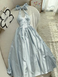 Halter Neck A-Line Prom Dresses Simple Birthday Dress HZ1024