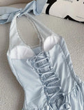 Halter Neck A-Line Prom Dresses Simple Birthday Dress HZ1024