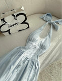 Halter Neck A-Line Prom Dresses Simple Birthday Dress HZ1024