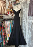 Black V-Neck Satin Mermaid Long Prom Dresses Formal Evening Gowns HZ1024