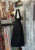 Black Halter Neck Jacquard Velvet A-Line Backless Party Dresses HZ1024
