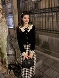 retro velvet high waist skirt suit HZ1024