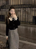 retro velvet high waist skirt suit HZ1024