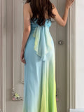 Pink Sheath Spaghetti Straps Fairytale Chiffon Long Prom Dresses Vintage Party Dress HZ1024