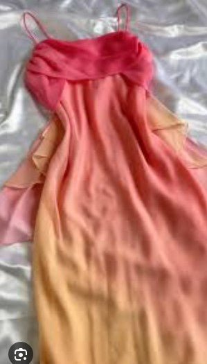 Pink Sheath Spaghetti Straps Fairytale Chiffon Long Prom Dresses Vintage Party Dress HZ1024