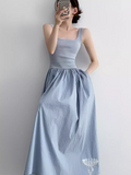 knitted patchwork sleeveless suspender long dress HZ1024