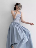 knitted patchwork sleeveless suspender long dress HZ1024