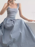 knitted patchwork sleeveless suspender long dress HZ1024