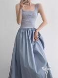 knitted patchwork sleeveless suspender long dress HZ1024