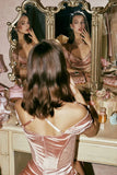 Pink Off Shoulder Corset Satin A-Line Long Prom Dresses Fashion Bridesmaid Dresses HZ1024