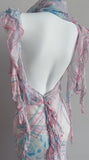 Multicolor Chiffon Spaghetti Straps Ruffled Sheath Backless Party Dresses HZ1024