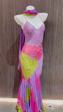 Purple Mermaid Spaghetti Straps Chiffon Beaded Prom Dresses Stunning Formal Evening Gowns HZ1024