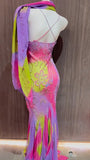 Purple Mermaid Spaghetti Straps Chiffon Beaded Prom Dresses Stunning Formal Evening Gowns HZ1024