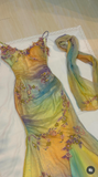 Yellow Pink Spaghetti Straps Chiffon Embroidered Appliques Mermaid Prom Dresses Formal Evening Gowns HZ1024