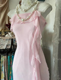 Pink Spaghetti Strap Chiffon Sheath Short Party Dresses HZ1024
