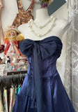 Navy Strapless Satin Mermaid Short Party Dresses HZ1024