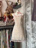 Spaghetti Straps Printed Chiffon Pink Sheath Short Party Dresses Homecoming Dresses HZ1024