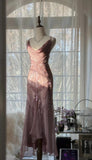 Dusty Pink Spaghetti Straps Mermaid Chiffon Beading Prom Dresses Elegant Party Dress HZ1024