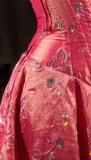 Hot Pink Strapless A-Line Homecoming Dress Sweet Chiffon Satin Sequin Hi-lo Short Prom Dresses HZ1024