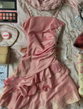 Vintage Outfits for Party Y2K Spaghetti Straps Sheath Chiffon Satin Short Prom Dresses HZ1024