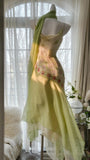 Green Spaghetti Straps Vintage Party Dress Sheath Chiffon Beaded Short Prom Dresses HZ1024